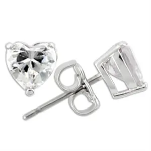 0W166 - 925 Sterling Silver Earrings Rhodium Women AAA Grade CZ Clear