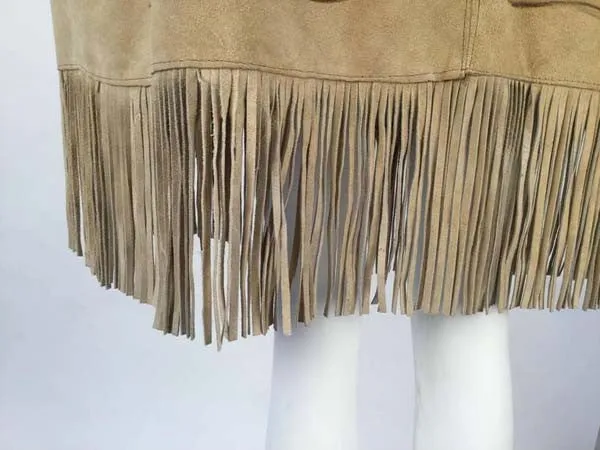 1970s Hand Drawn Suede Mexican Poncho