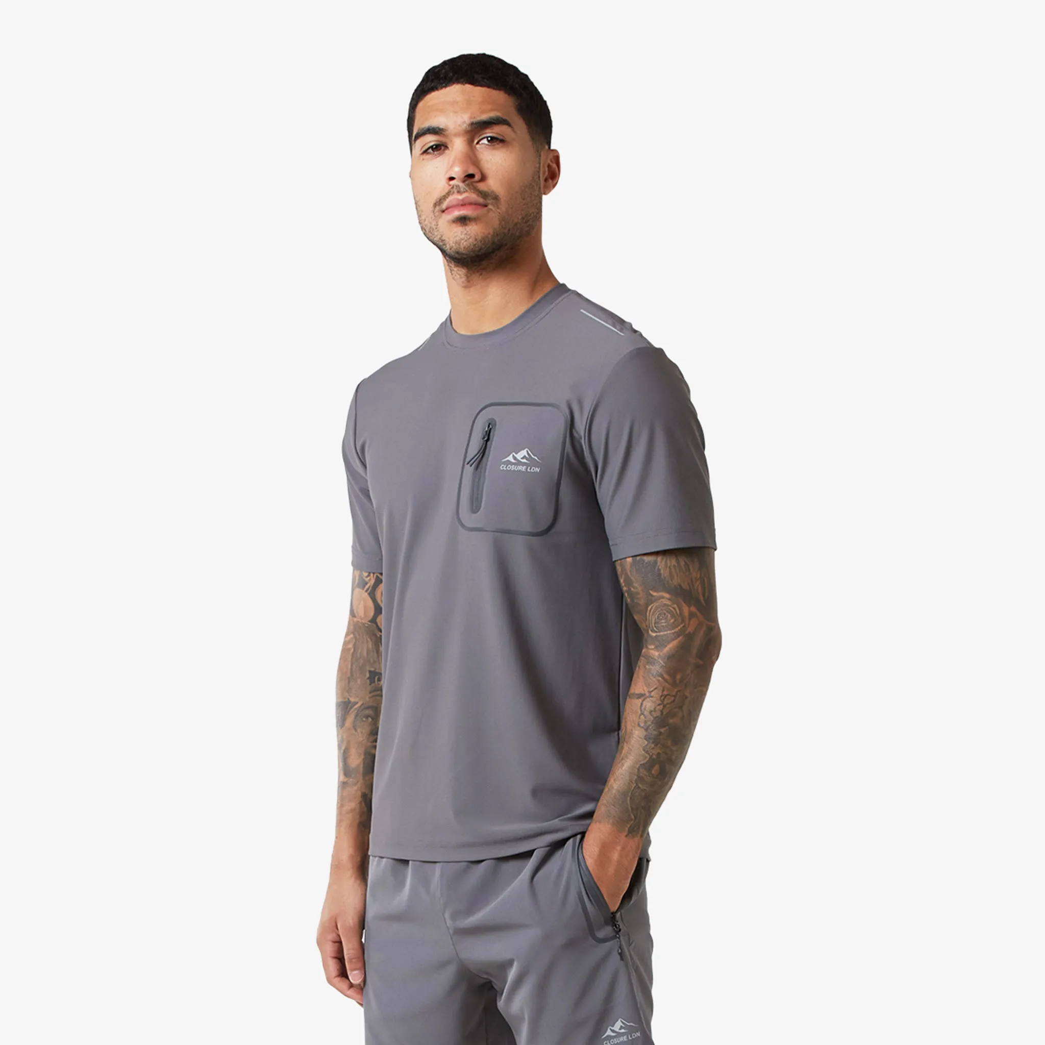 2-Pack Heat Seal Zip Pocket T-Shirts | Black/Grey