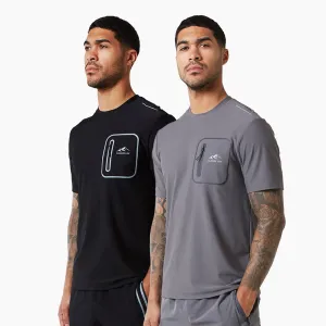 2-Pack Heat Seal Zip Pocket T-Shirts | Black/Grey