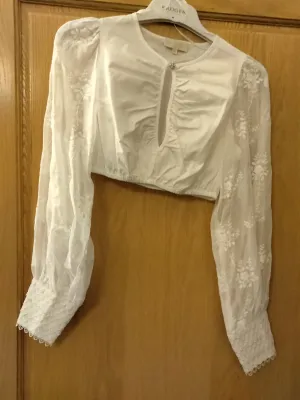213062-000 LB25 Krueger Elegant Festive Dirndl Blouse White with long lace sleeves