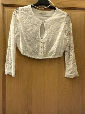 25174 Krueger Ariane Elegant Festive Lace Dirndl Blouse  with3/4 sleeves White