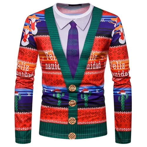 3D-Print Ugly Christmas Necktie T-Shirt (for Men)