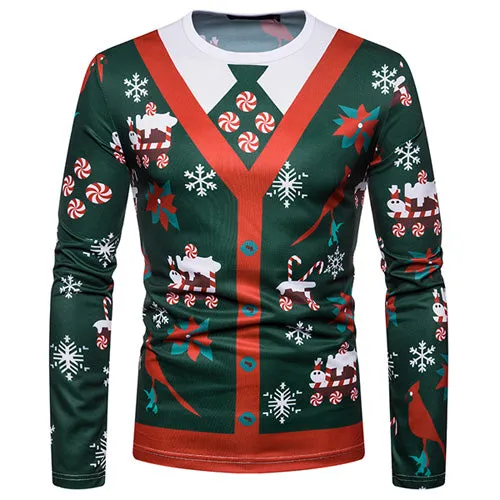 3D-Print Ugly Christmas Necktie T-Shirt (for Men)
