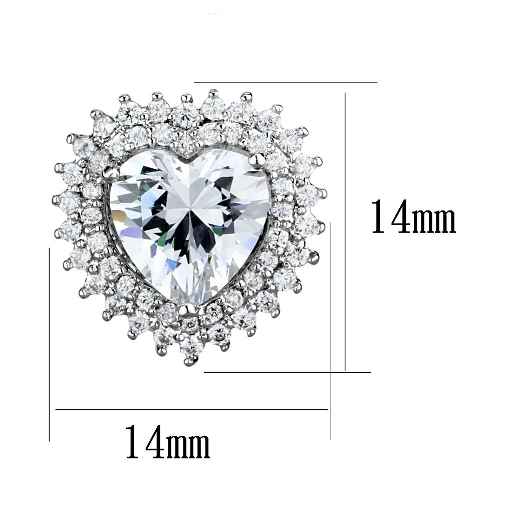 3W1298 - Brass Earrings Rhodium Women AAA Grade CZ Clear