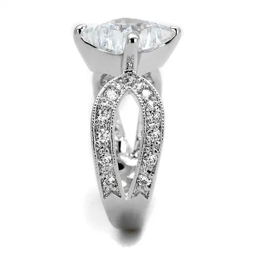 3W1350 - Brass Ring Rhodium Women AAA Grade CZ Clear