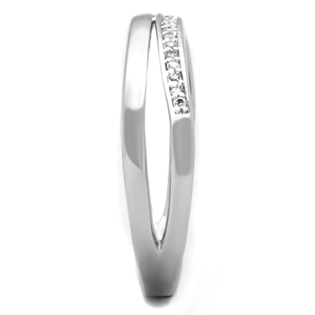 3W829 - Brass Ring Rhodium Women AAA Grade CZ Clear