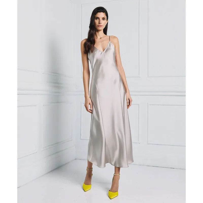 Access Fashion Silver Strappy Satin Dress