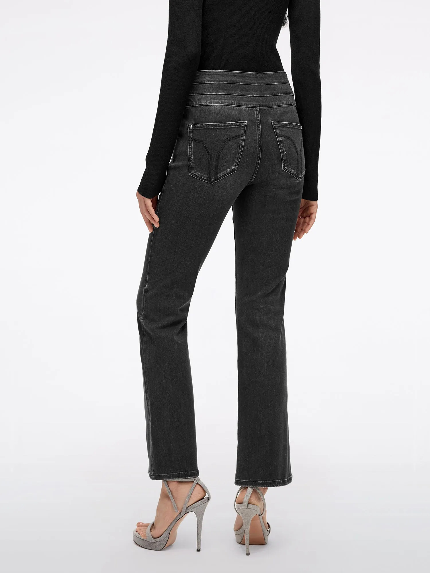 Acid Wash High Waisted Three Buttons Jeans