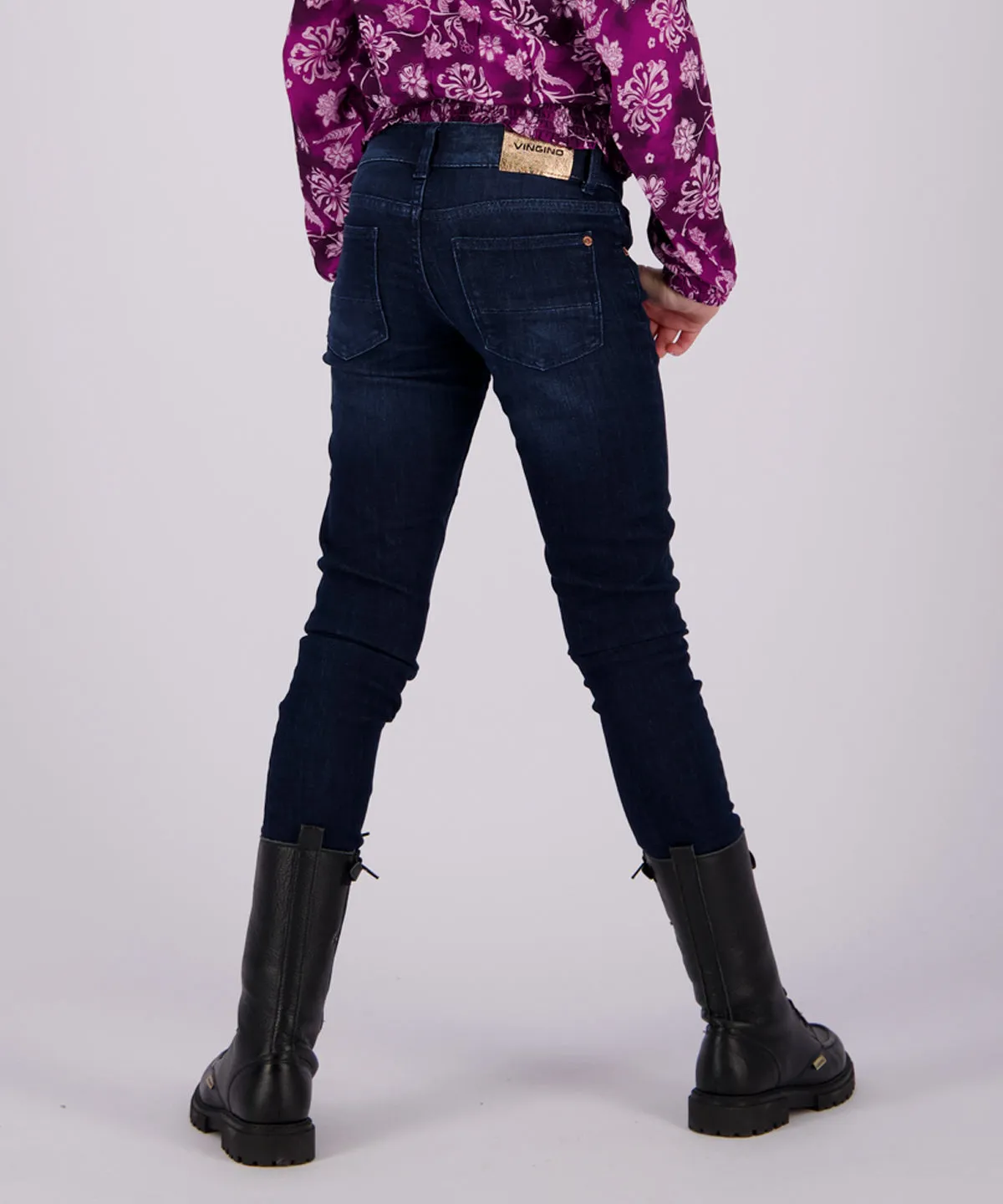 Amia Skinny Jeans Deep Dark Blue Denim