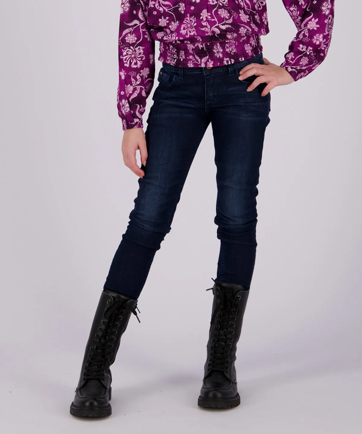 Amia Skinny Jeans Deep Dark Blue Denim