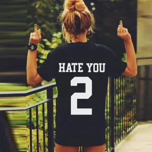 Back Print Plus Size Short Sleeves Black Loose T-shirt