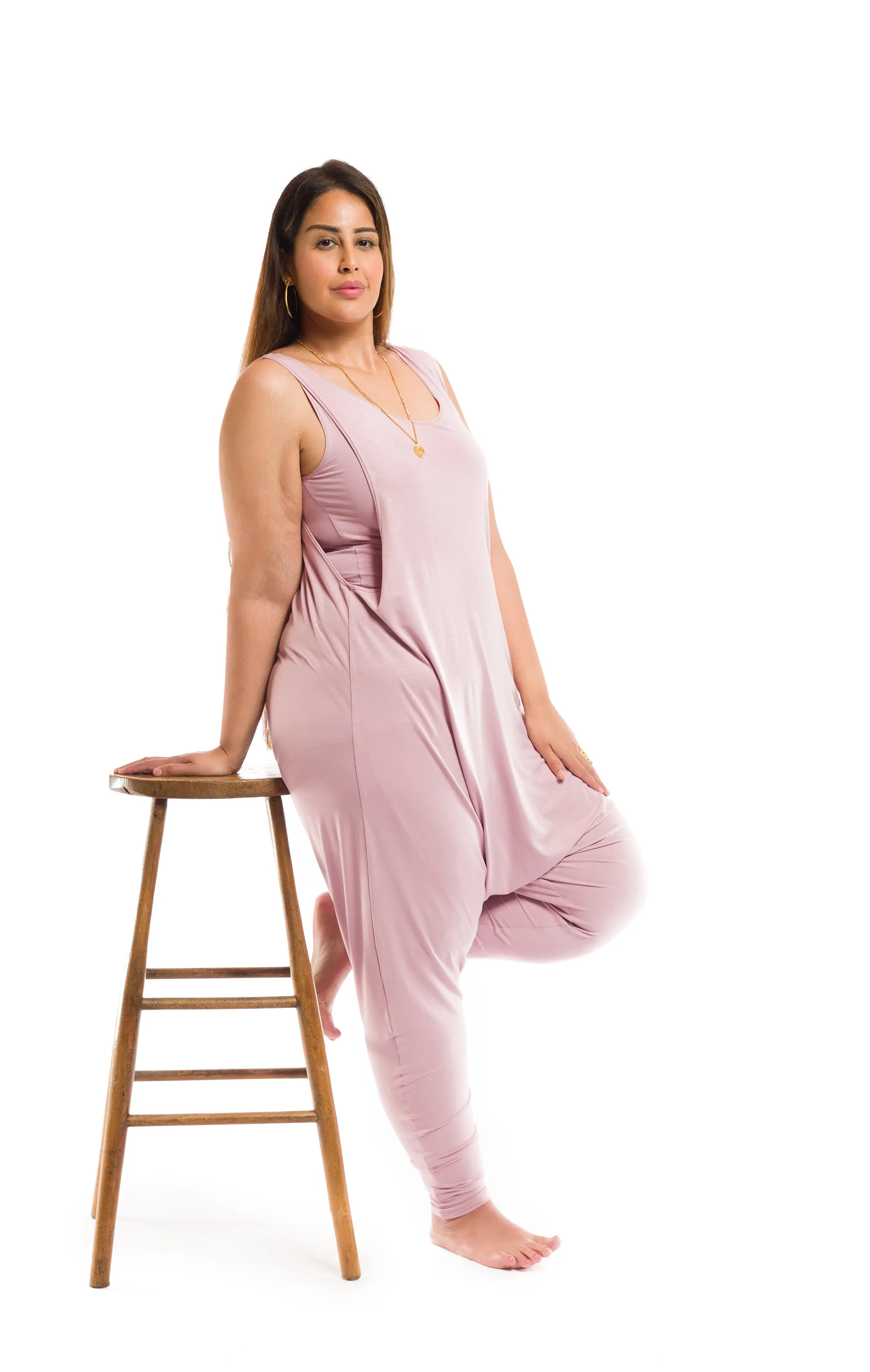 BAMBOO BAGGY JUMPSUIT ROSEWOOD