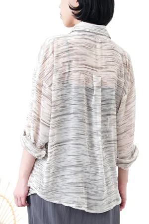 Beige chiffon shirt in stripes print
