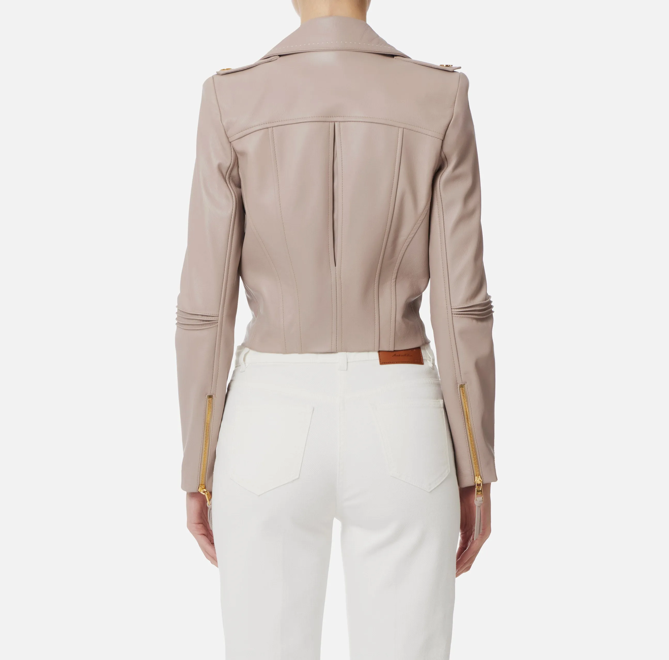 Biker jacket with contrasting topstitching