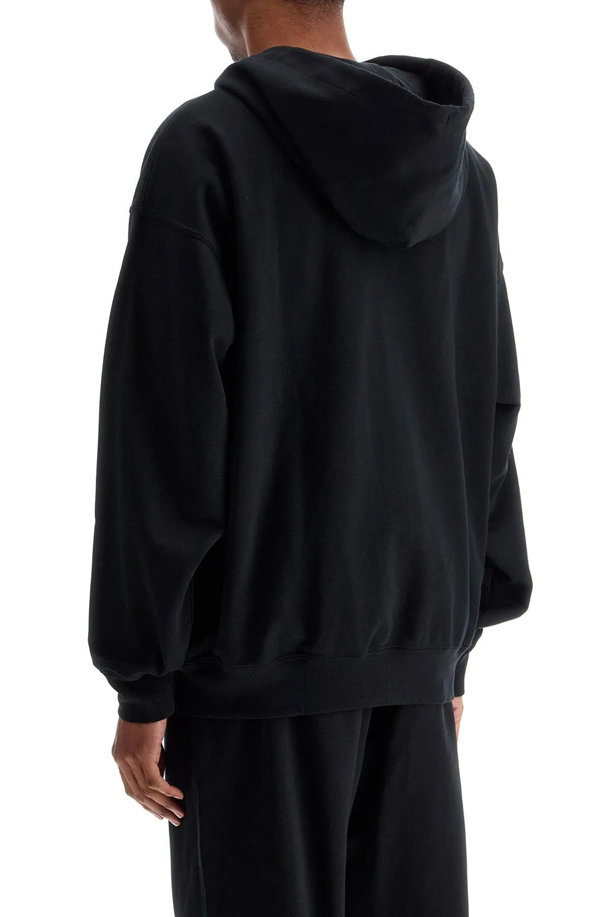 black cotton zip hoodie JN4930 BLACK
