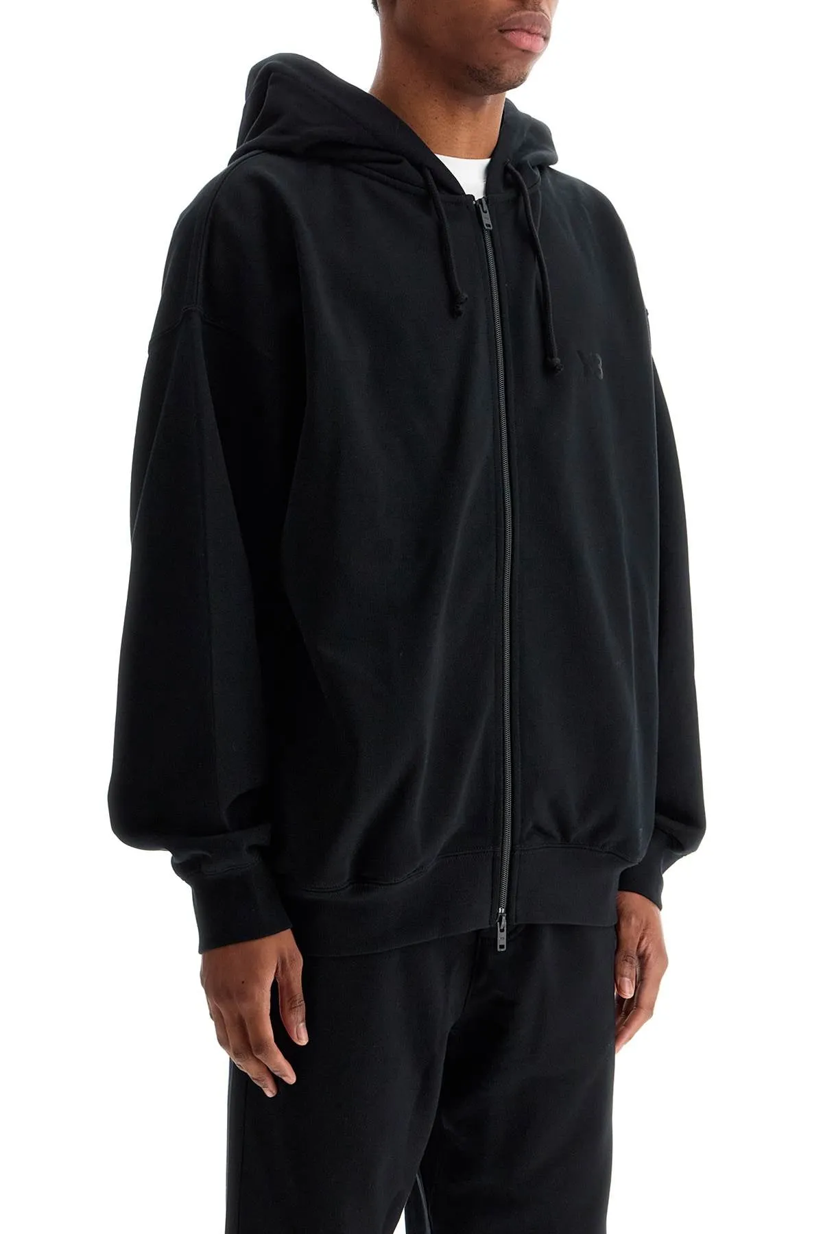black cotton zip hoodie JN4930 BLACK