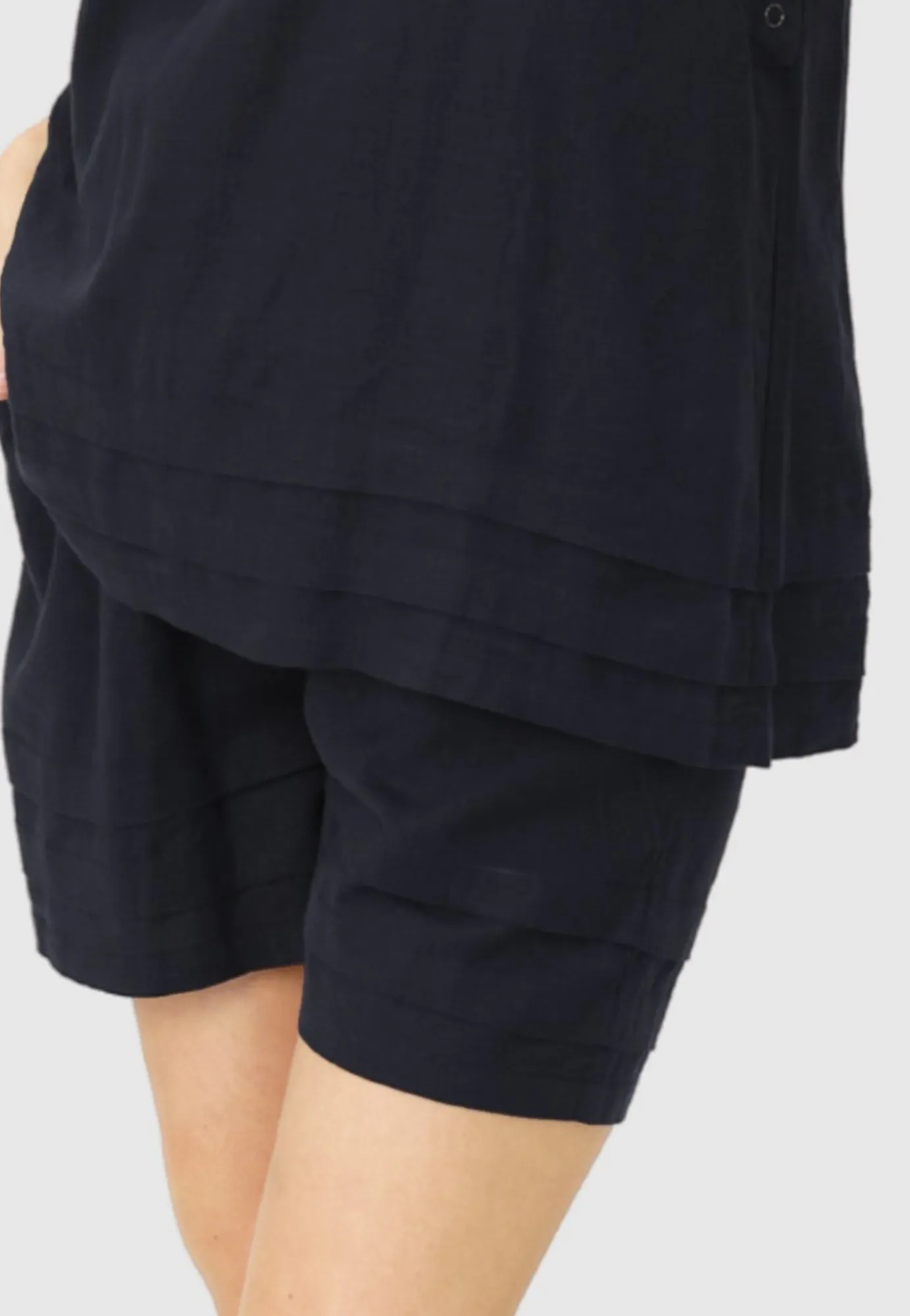 Black Maternity Linen Summer Shorts