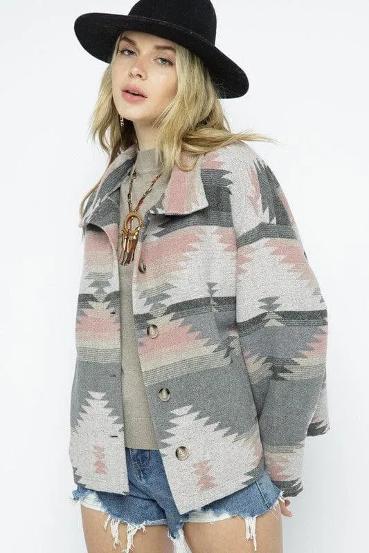 BLUE B Soft Comfy Lightweight Aztec Pattern Jacket