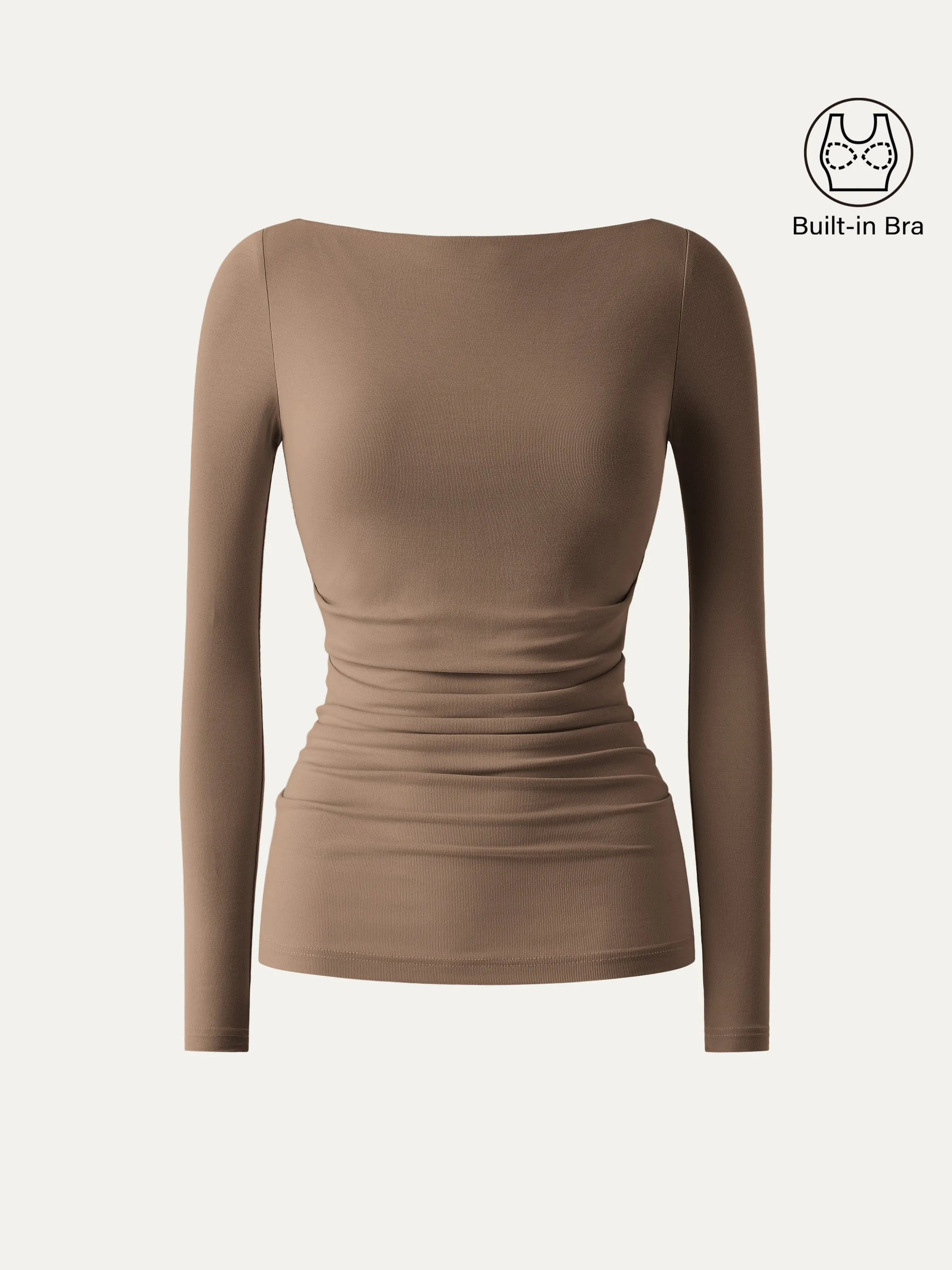 Boat Neck Ruched Lightweight Brami Top