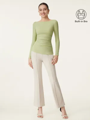 Boat Neck Ruched Lightweight Brami Top