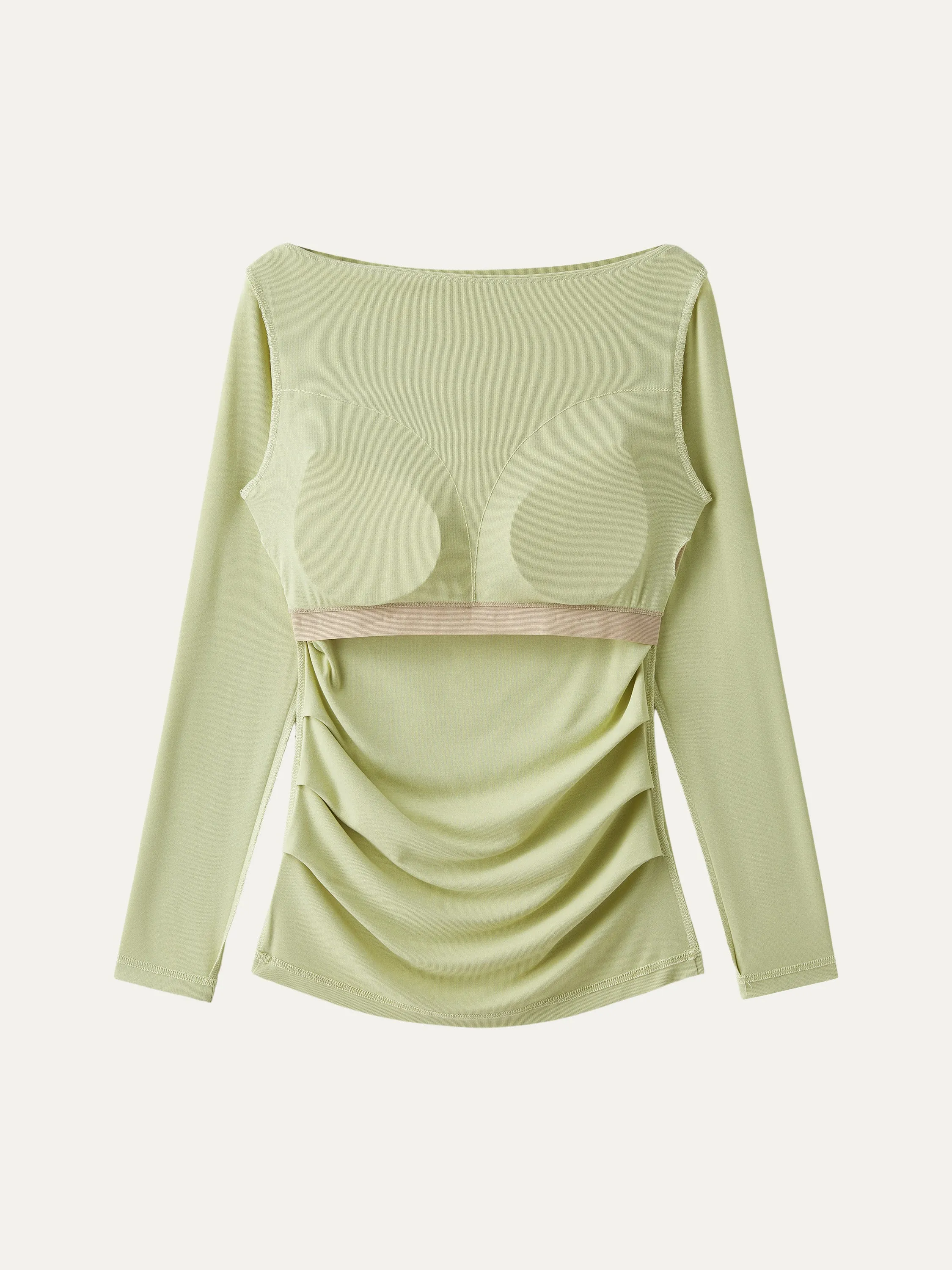 Boat Neck Ruched Lightweight Brami Top