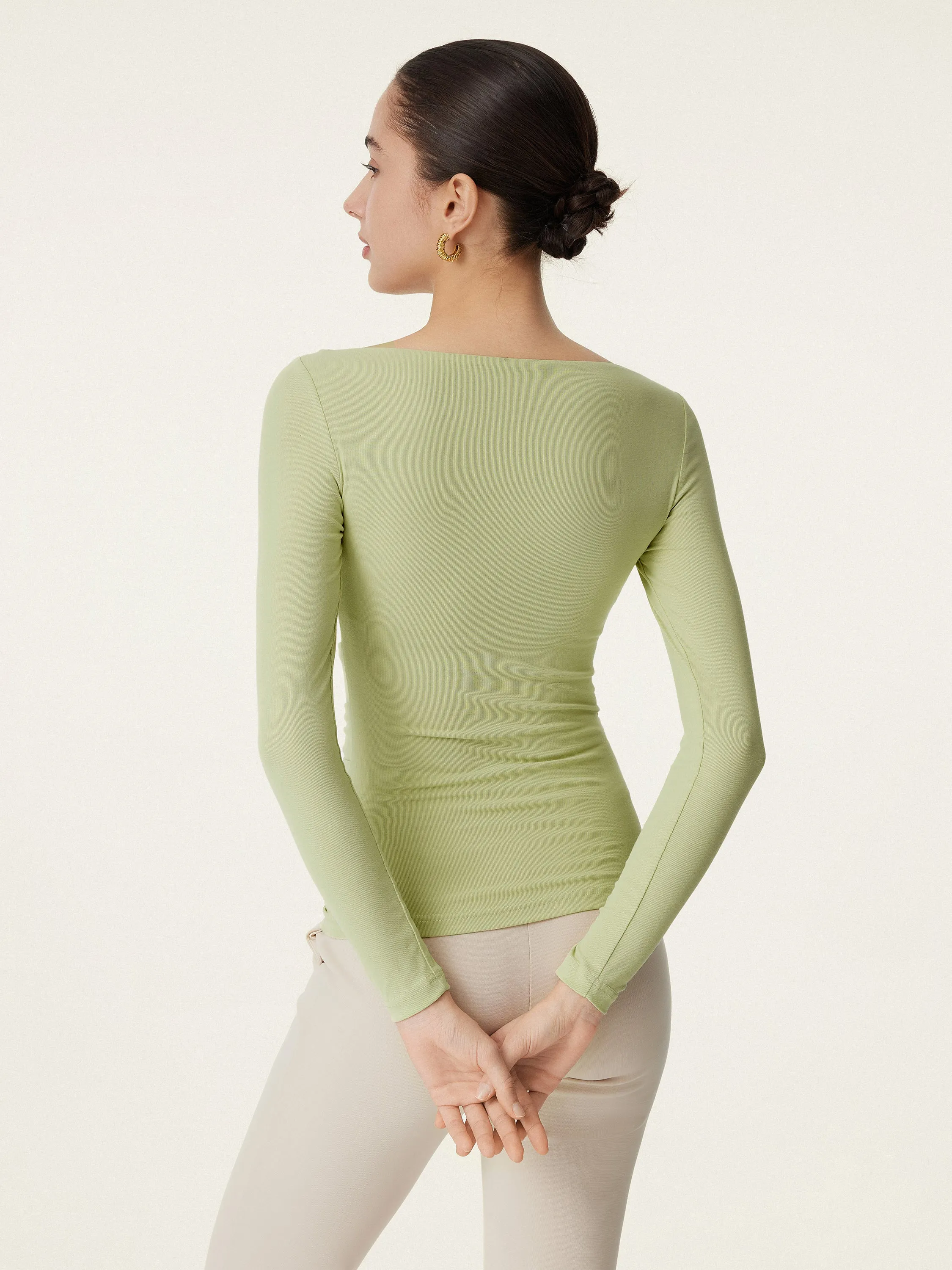 Boat Neck Ruched Lightweight Brami Top