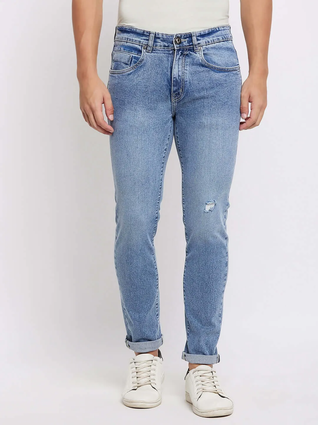 Camla Barcelona Low Distressed Light Blue Jeans For Men