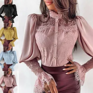 Chiffon Blouses Women 2019 Autumn Fashion Long Sleeve Button Down Shirt Office Blouse Slim Lapel Casual Tops Female Plus Size