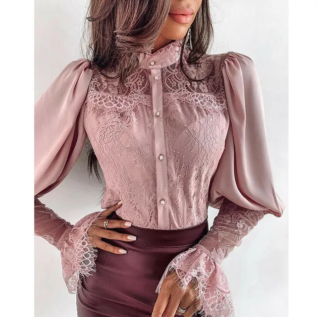 Chiffon Blouses Women 2019 Autumn Fashion Long Sleeve Button Down Shirt Office Blouse Slim Lapel Casual Tops Female Plus Size