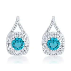 Christal 2.3ct Aqua CZ Rhodium Classic Drop Earrings