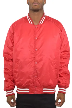 Classic Varsity Windbreaker Bomber Jacket in Red