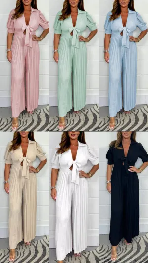 Comfort & Style: Women's Solid - Color Pleated Jumpsuit