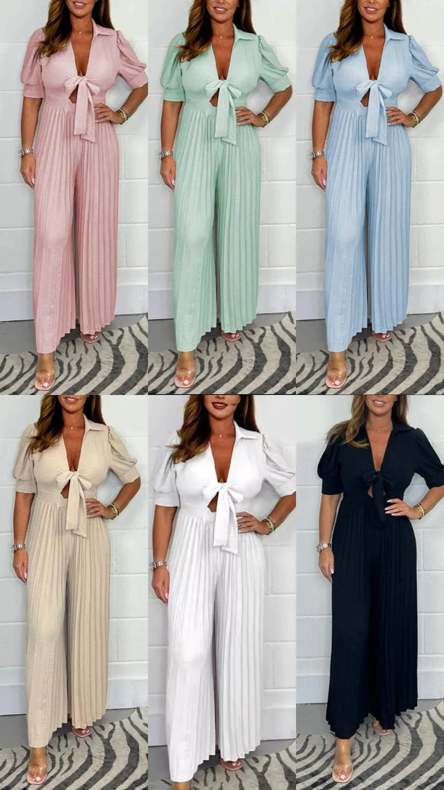 Comfort & Style: Women's Solid - Color Pleated Jumpsuit