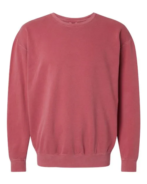 Comfort Colors Garment-Dyed Lightweight Fleece Crewneck Sweatshirt in Crimson, Small