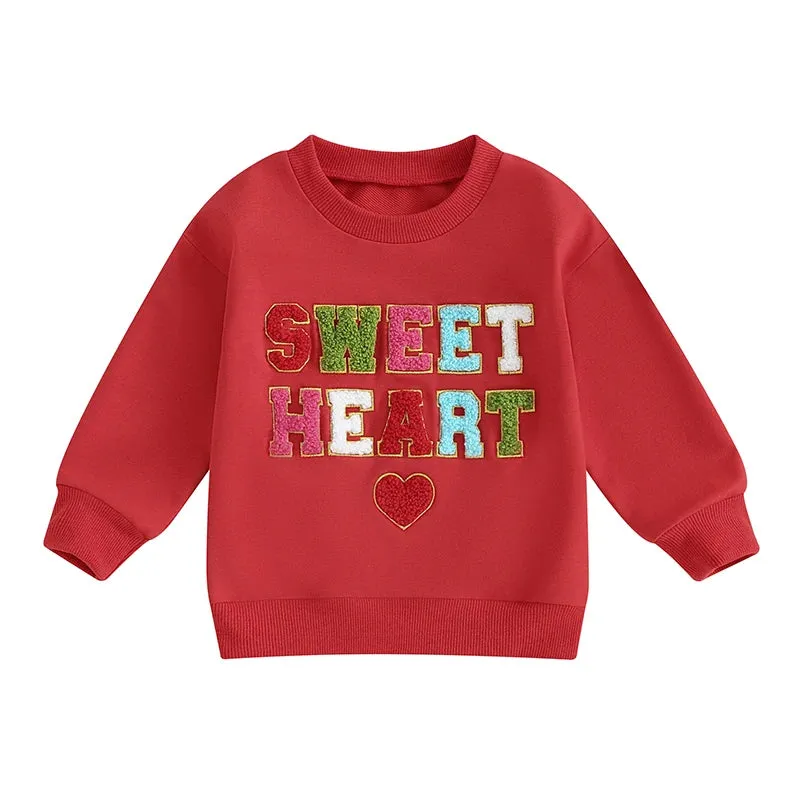 Cordate Patterned Long Sleeve Sweatshirts
