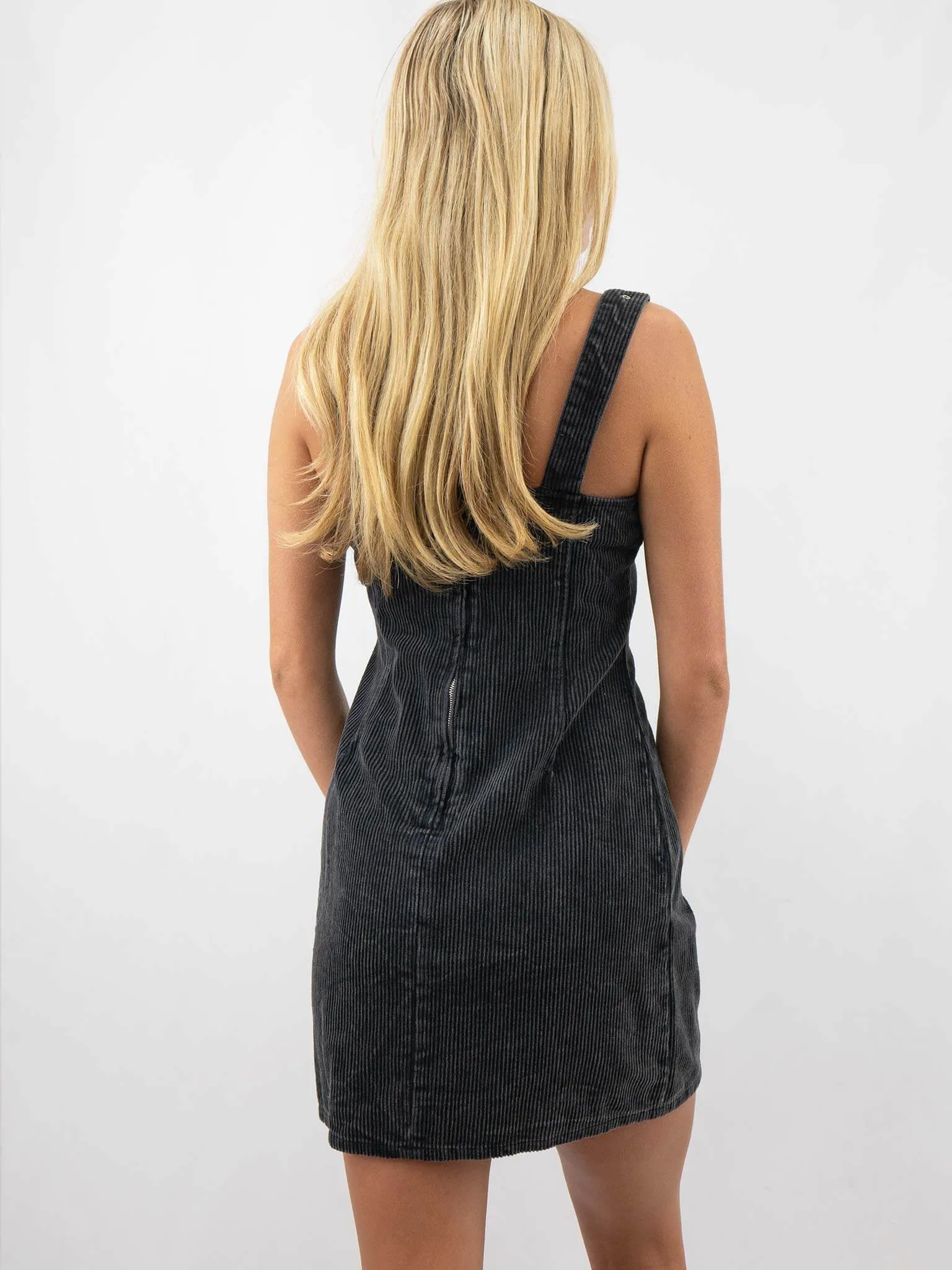 Corduroy Black Mini Jumper Dress