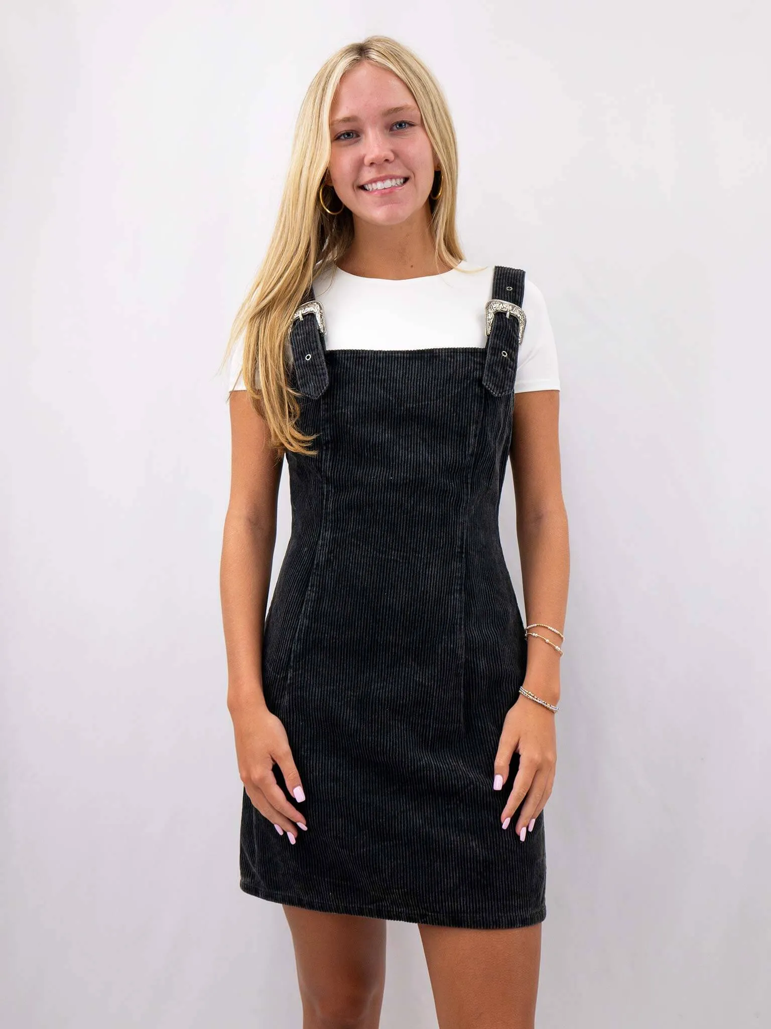 Corduroy Black Mini Jumper Dress