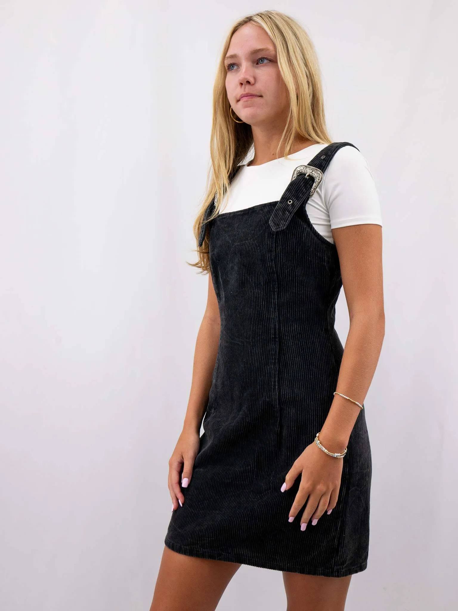 Corduroy Black Mini Jumper Dress