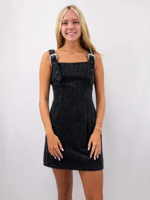 Corduroy Black Mini Jumper Dress