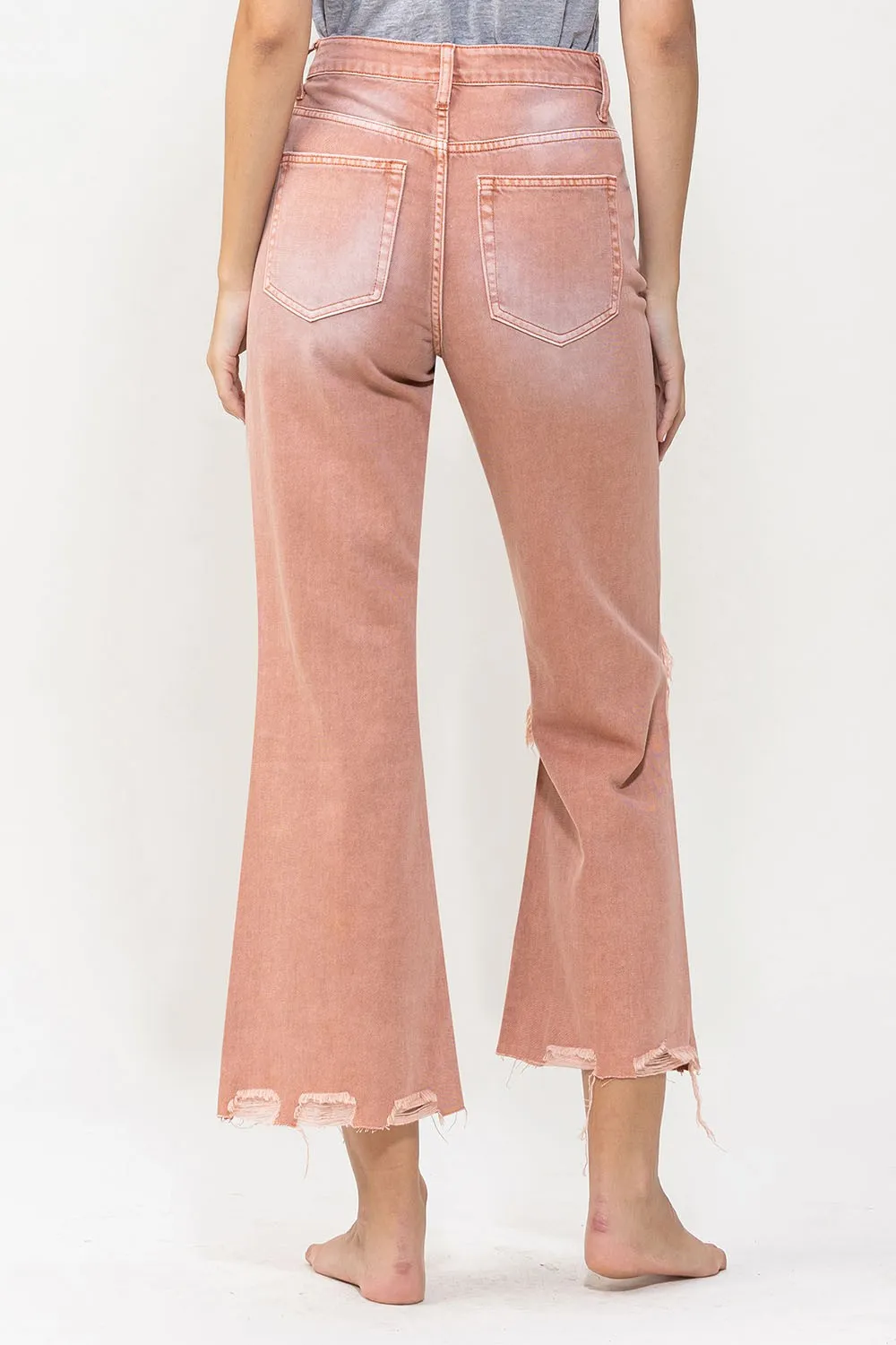 Cove Melon Distressed Vintage Crop Flare Jeans