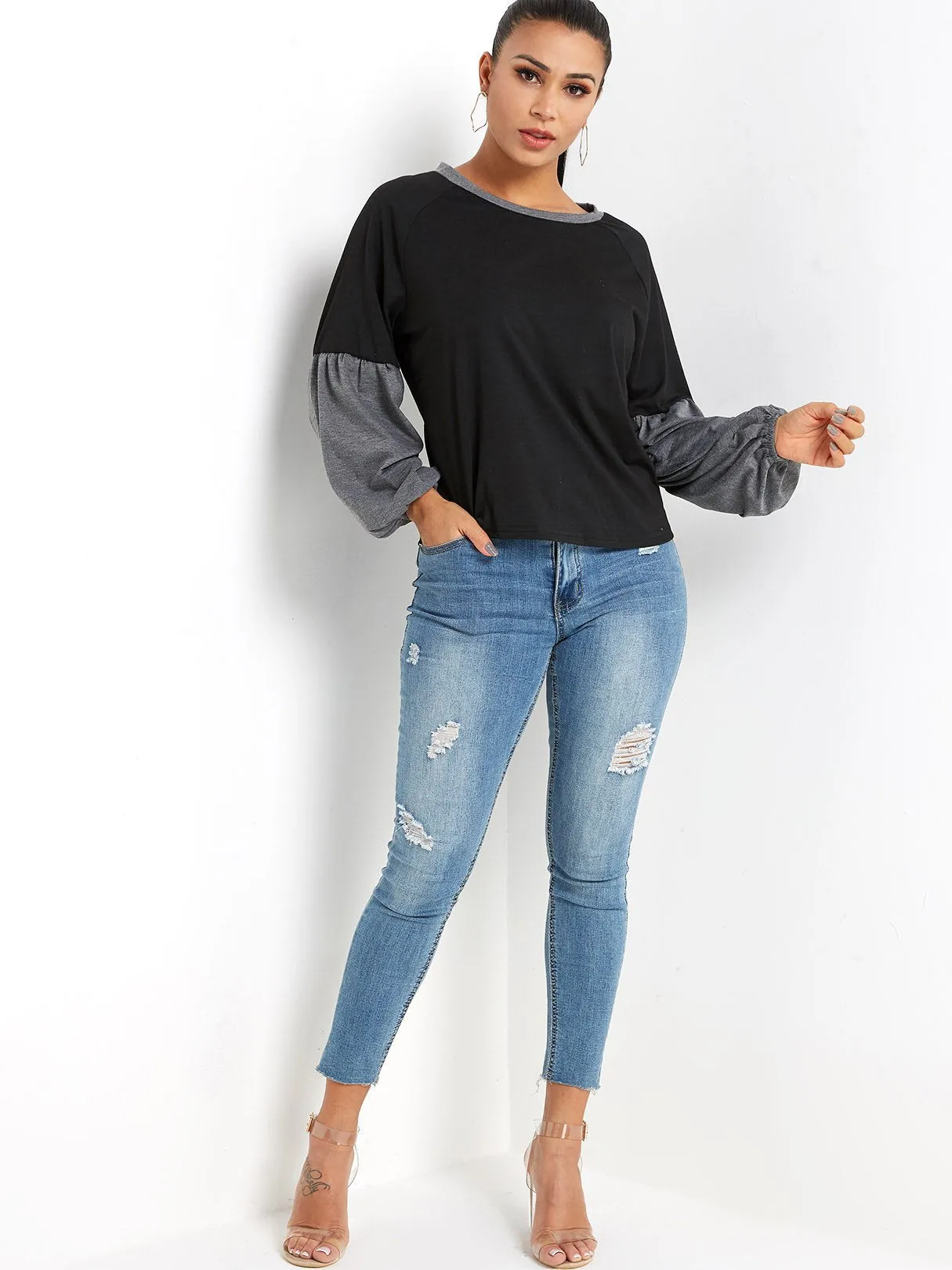 Custom Crew Neck Plain Long Sleeve Tee