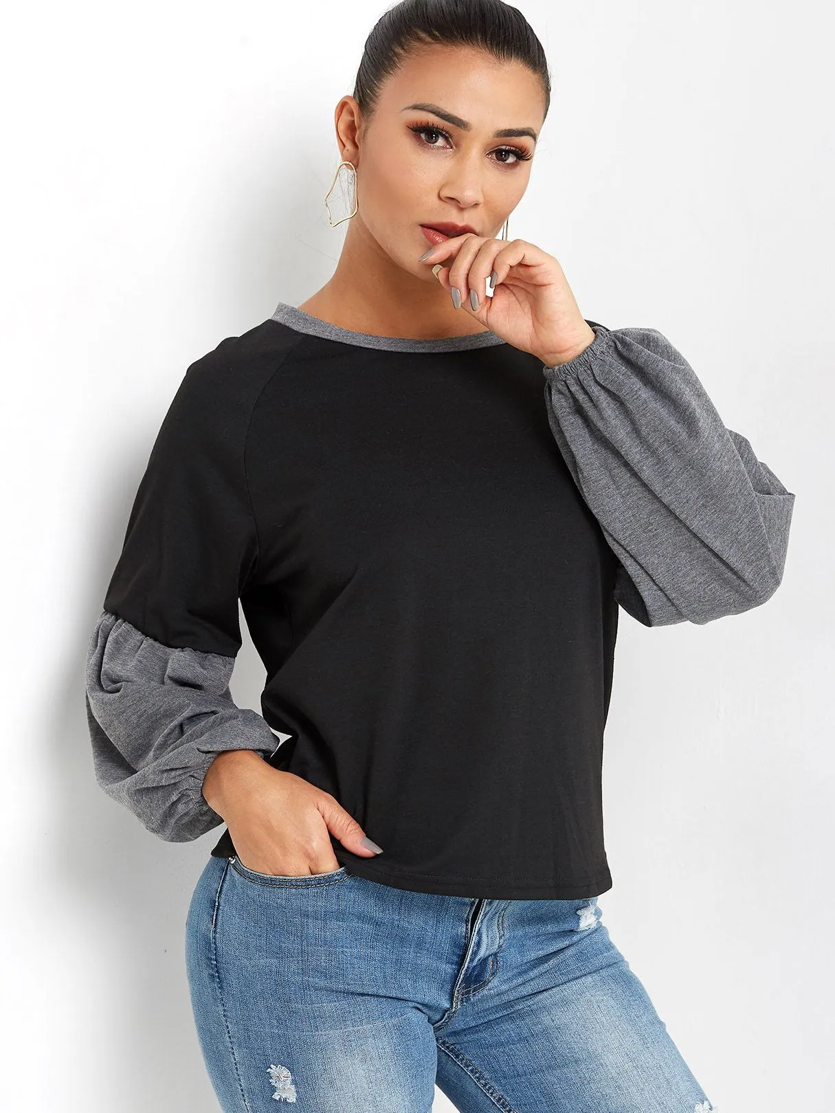 Custom Crew Neck Plain Long Sleeve Tee