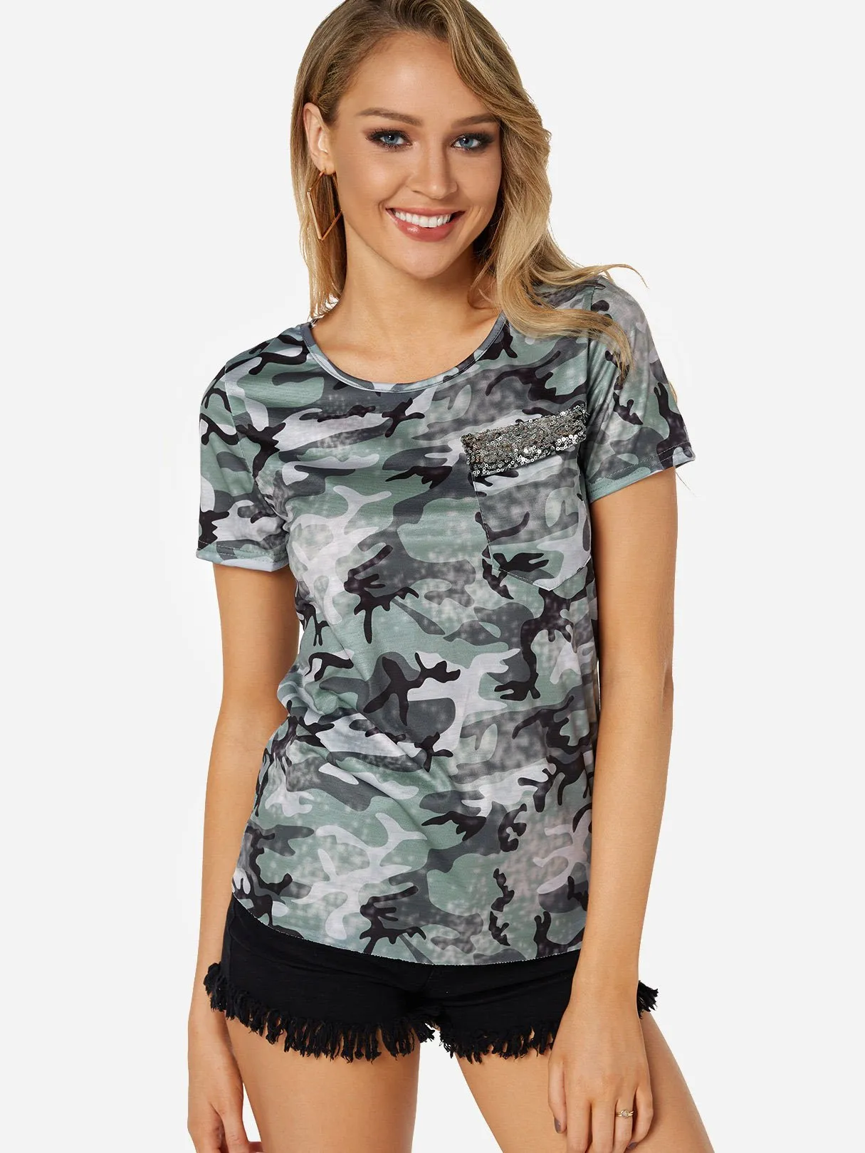 Custom Round Neck Side Pockets Short Sleeve T-Shirts