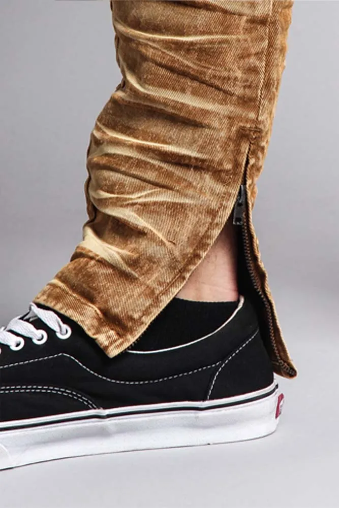 Distressed Acid Washed Biker Slim Jeans