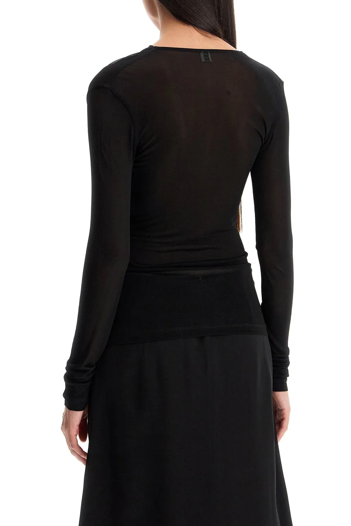 draped neckline top with 244 WRT0401 FB0266 BLACK 001