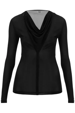 draped neckline top with 244 WRT0401 FB0266 BLACK 001