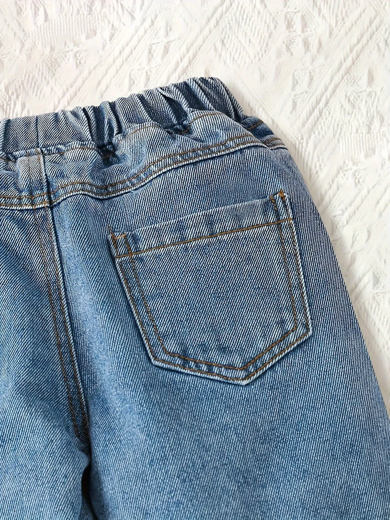 Elastic Waist Embroidered Love Fashionable Cute Jeans