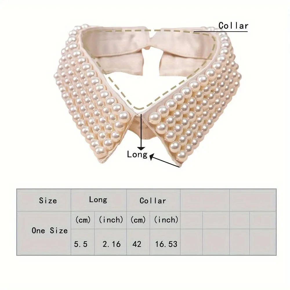 Elegant Detachable Faux Pearl Shirt Collar