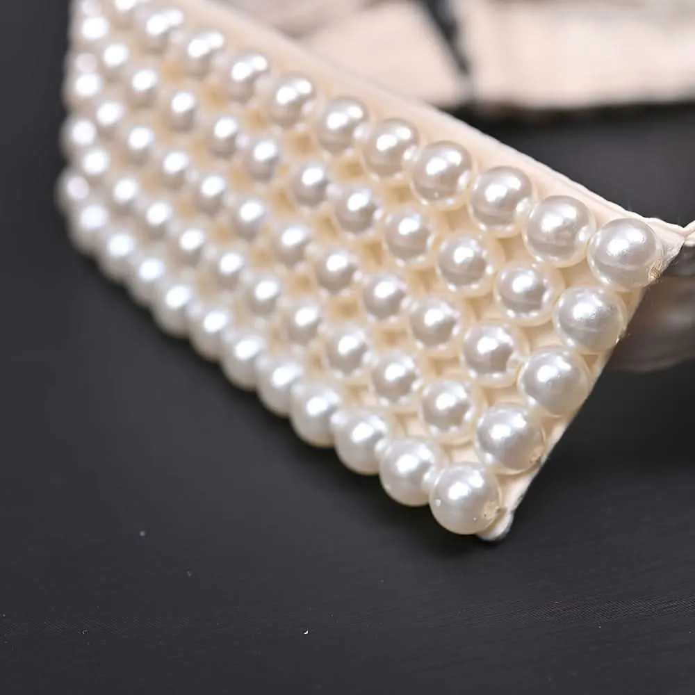 Elegant Detachable Faux Pearl Shirt Collar